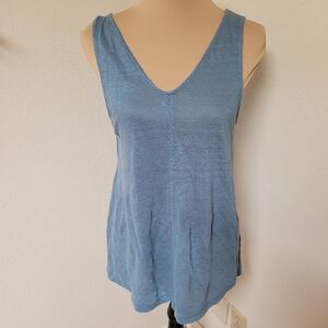Sundance Blue Linen Knit Vneck Tank